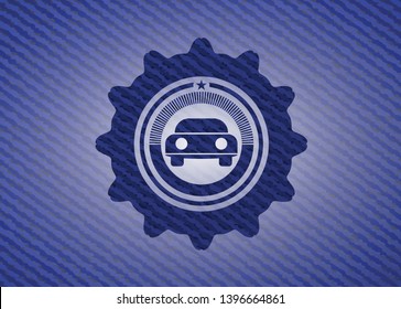 car seen from front icon inside emblem with jean high quality background