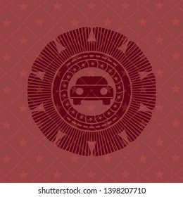 car seen from front icon inside red icon or emblem