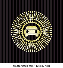 car seen from front icon inside gold emblem