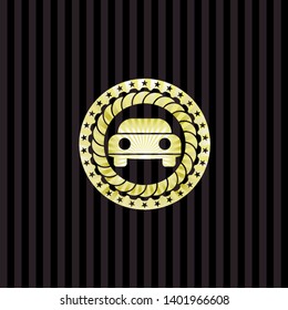car seen from front icon inside gold shiny emblem