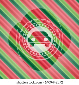 car seen from front icon inside christmas badge.