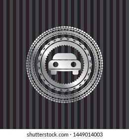 car seen from front icon inside silvery shiny emblem