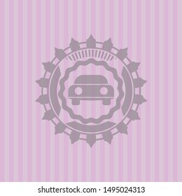 car seen from front icon inside pink emblem