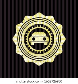 car seen from front icon inside gold badge
