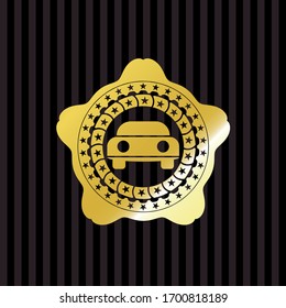 car seen from front icon inside gold emblem