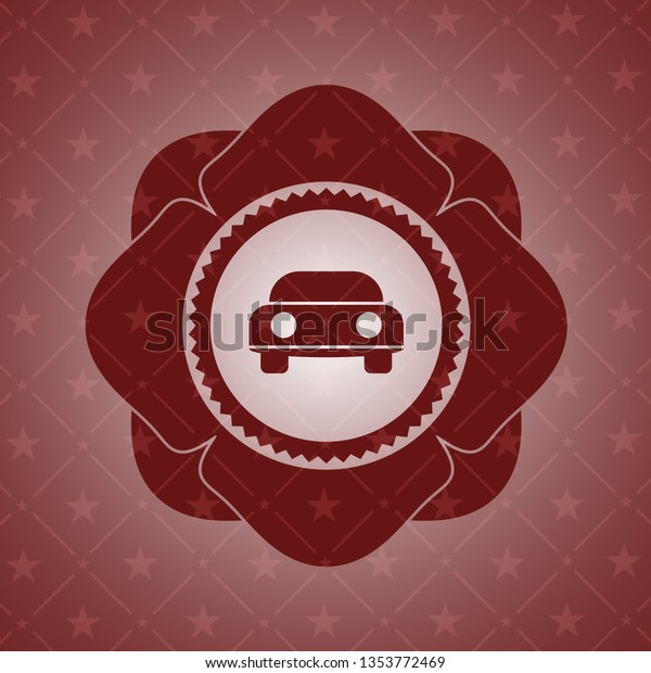 car\
seen from front icon inside badge with red\
background