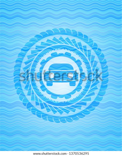 car seen from front icon inside water concept\
style emblem.