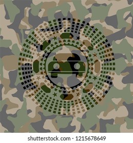 car seen from front icon on camouflage pattern