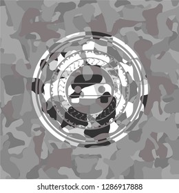 car seen from front icon on grey camouflage pattern