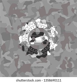 car seen from front icon on grey camo pattern