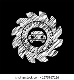 car seen from front icon on chalkboard