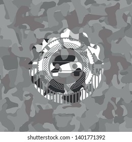 car seen from front icon on grey camo texture