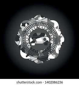 car seen from front icon on grey camo texture