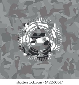 car seen from front icon on grey camo texture