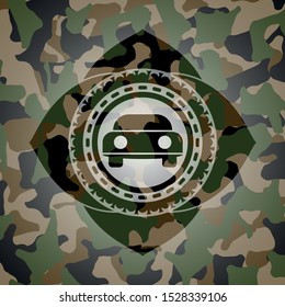 car seen from front icon on camouflaged pattern