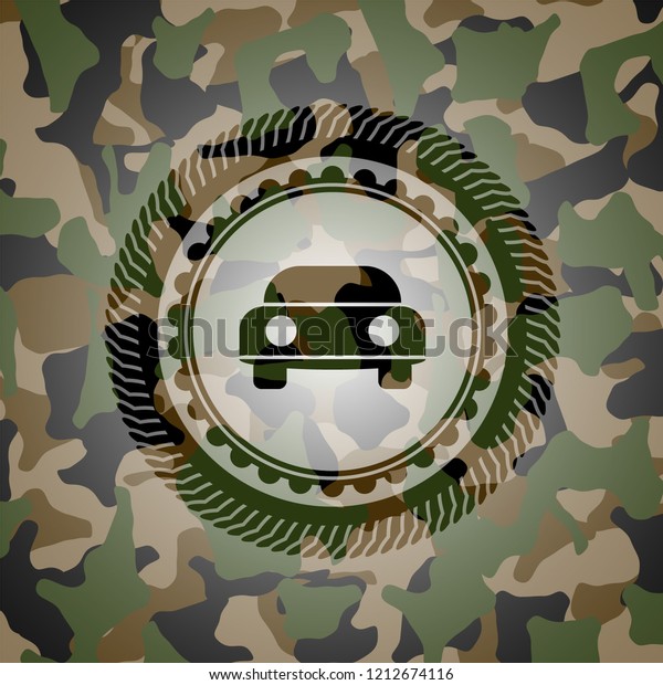 car seen from\
front icon on camouflage\
pattern