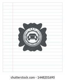car seen from front icon with pencil strokes. Vector Illustration. Detailed.