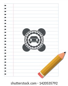 car seen from front icon penciled. Vector Illustration. Detailed.