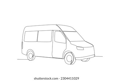 A car is seen from the side. Dia do motorista one-line drawing