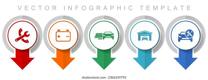 Car serivce icon set, miscellaneous pointer icons such as tools, workshop, battery and renewable energy for webdesign and mobile applications, modern design infographic vector template