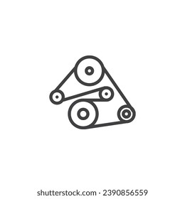 Car serpentine belt line icon. linear style sign for mobile concept and web design. Serpentine Belt System outline vector icon. Symbol, logo illustration. Vector graphics