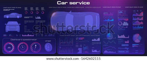 Car service app in the\
style of HUD. Scanning and auto data analysis diagnostic auto.\
Hardware diagnostics condition of the car. App in the style of HUD\
condition of car