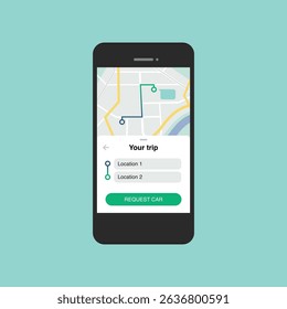 Car service application on smartphone. Vector illustration