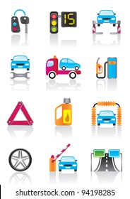 Car service, auto assistance and auto accessories - vector illustration