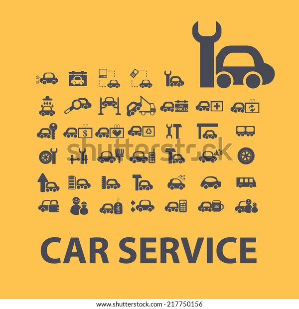 car service, auto, engineer icons, signs,\
illustrations, vectors, symbols\
set