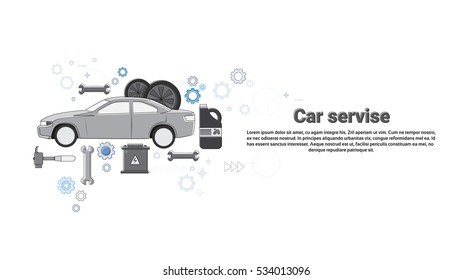 Car Service Auto Mechanics Business Web Banner Vector Illustration