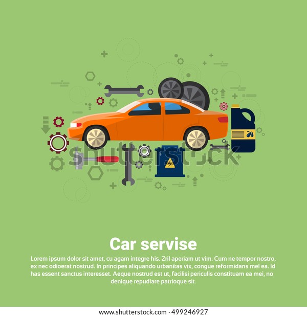 Car Service Auto Mechanics Business Web\
Banner Flat Vector\
Illustration