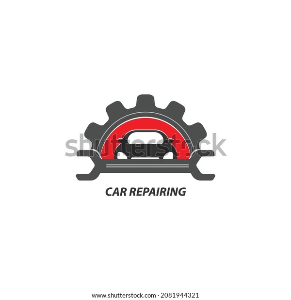 car service, car automotive, car\
repair. illustration with wrench icon, gear icon and car icon.\
