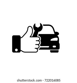 Car service black icon. Vector isolated transportation repair service symbol or logo.