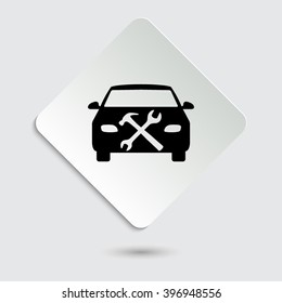 car service - black vector icon  on a paper button