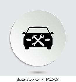 car service - black vector icon  with shadow