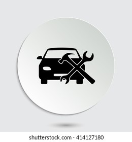 car service - black vector icon  with shadow