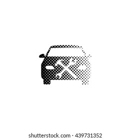 car service - black vector icon;  halftone illustration