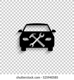 car service - black vector  icon with shadow