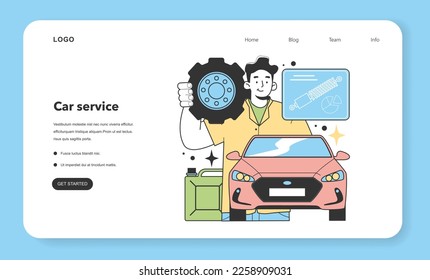 Car service business web banner or landing page. Industries and areas for a starting and developing a new start-up, local business. Potential for growth and success. Flat Vector Illustration