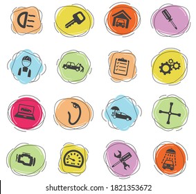 Car service color vector icons for web and user interface