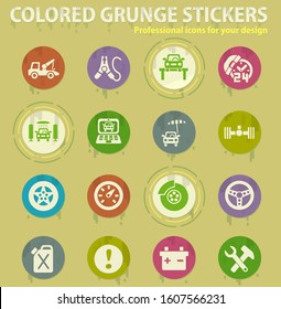 car service colored grunge icons with sweats glue for design web and mobile applications