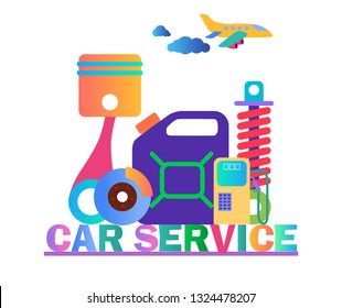 Car service colored vector icons