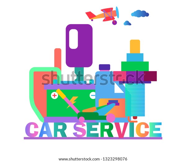Car service\
colored vector icons flat\
design