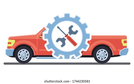 Car service concept. Automobile maintenance repair. Car diagnostics. Vector illustration.
