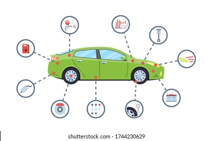 Car service concept. Automobile maintenance repair. Car diagnostics. Vector illustration.