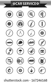 Car service concept icons,Black version,vector