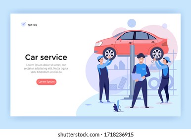 Car service concept illustration, Perfect for web design, banner, mobile app, landing page, vector flat design.