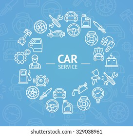 Car Service Concept With Inscription in the Center. Vector illustration
