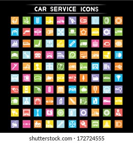 car service i cons, flat icons set