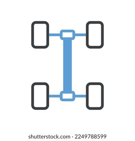 Car service doodle icon. Vehicle suspension with wheels. Logotype for company and organization. Transport repair, part of car, detail. Poster or banner for website. Cartoon flat vector illustration